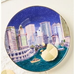 Holiday in the City Stoneware Dessert Plate